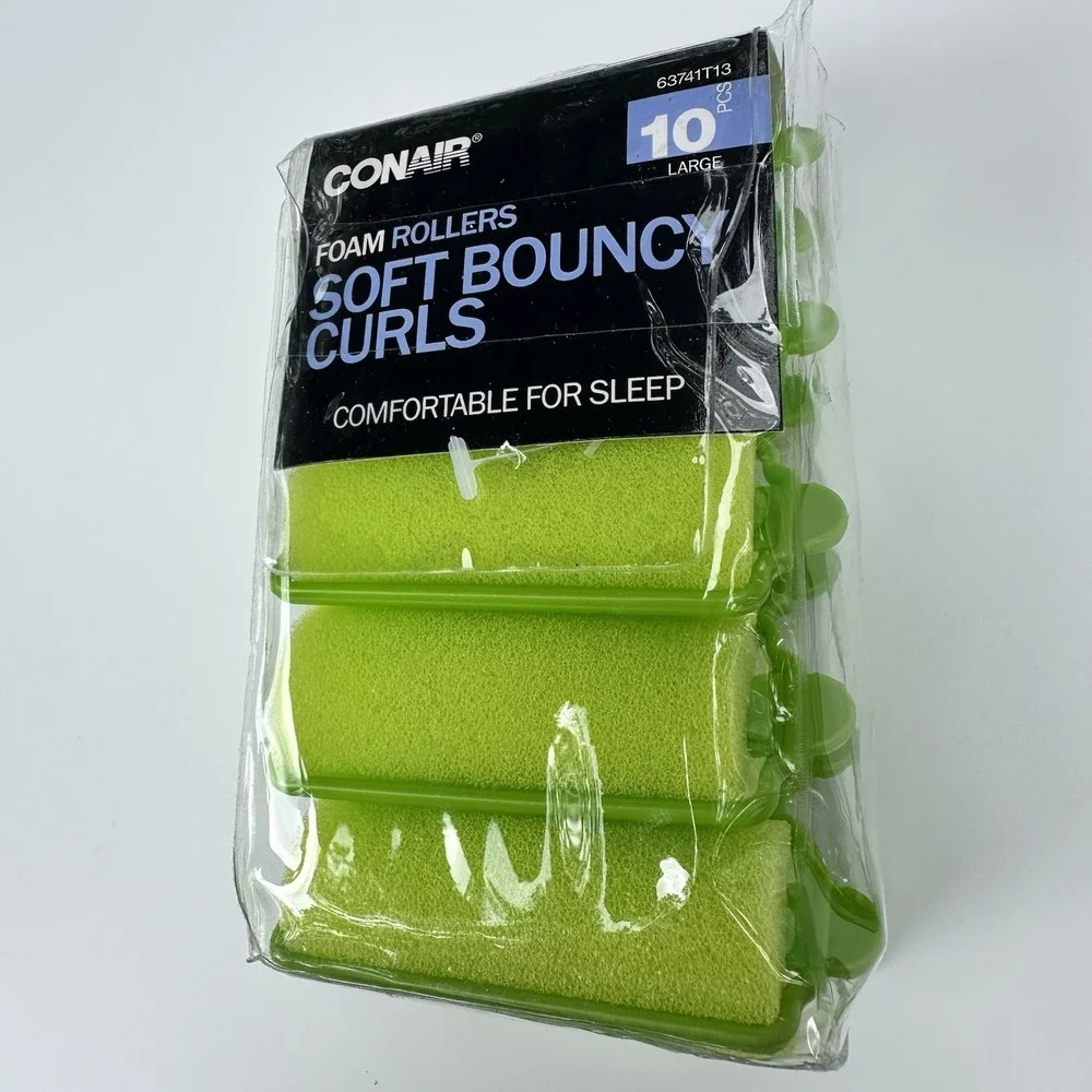 Conair Body & Bounce Large Foam Hair Rollers, Neon Green, 10-Pieces